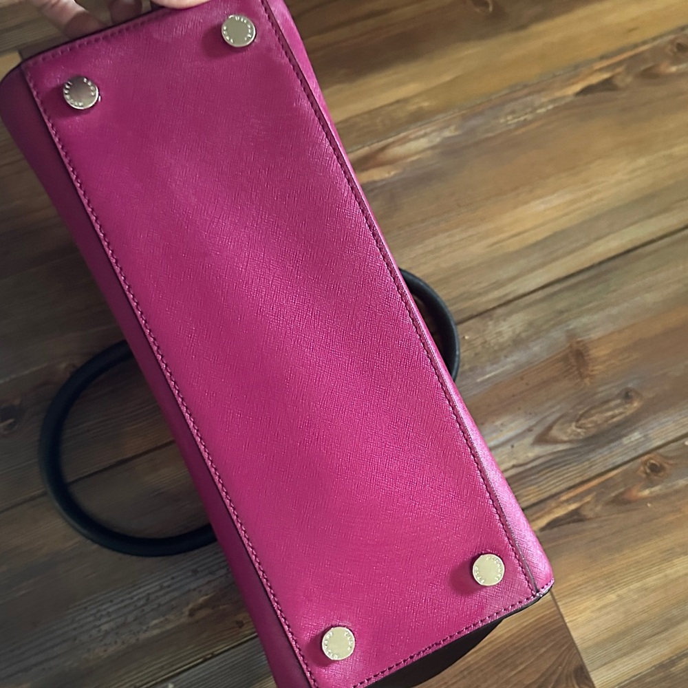 Michael Kors Selma colorblock satchel in deep pink & black leather NO STRAP - Picture 5 of 5